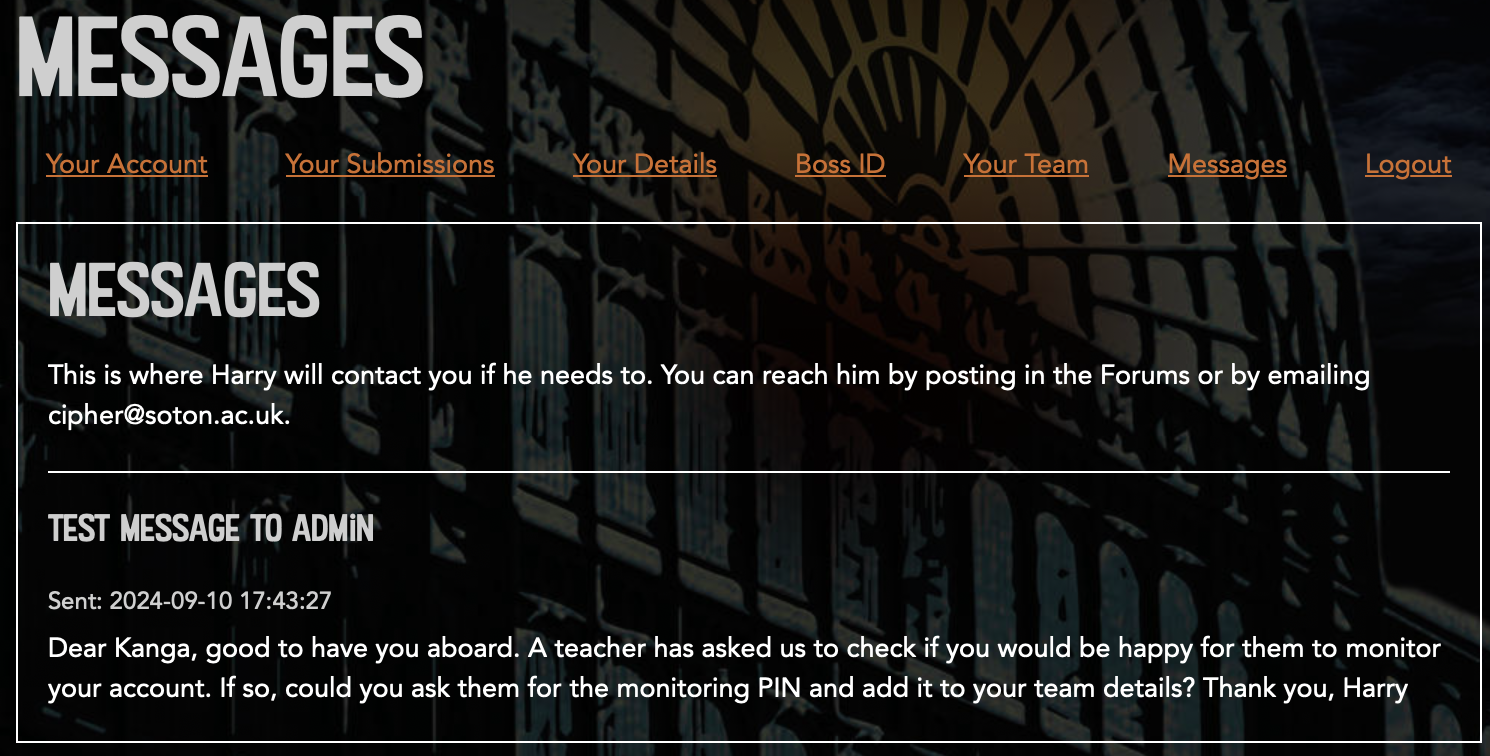 Editing your account - National Cipher Challenge 2024