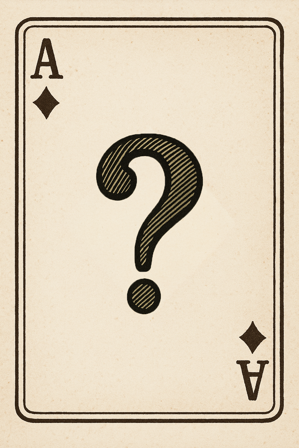 Ace of diamonds with a central question mark